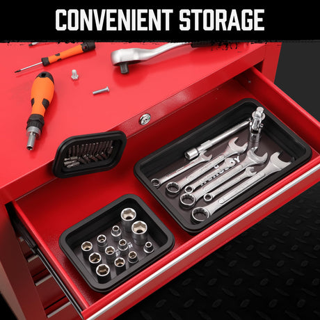 HORUSDY 3-Piece Magnetic Parts Tray Set, Tool Trays for Storage Organizer Screw, Bolts, Washers, Nuts and Small Tools. Tool Gifts for Men, Black