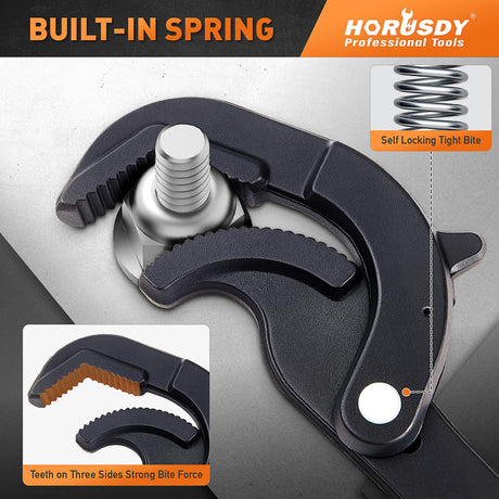 HORUSDY Heavy Duty Pipe Wrench Set, 10” and 15” Self-Adjusting Pipe Wrenches for Plumbing and HVAC, 2-Piece Pipe Vise Tool Kit for Standard and Irregular Nuts, Pipes, Fixtures – Pipe Wrench Set | Amazon US image 7