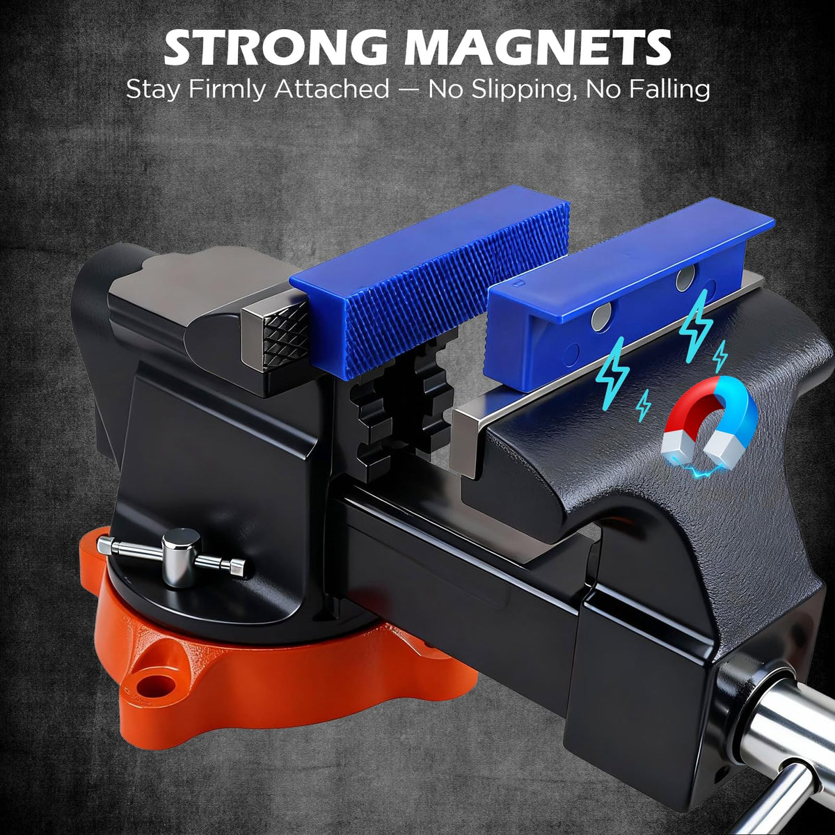 2-Piece 4.5" Magnetic Vise Jaw Pads, TPU Soft Jaw Covers with Waffle Surface, Non-Marring Protective Bench Vise Pads for Bench Vise, Drill Press, Metalworking and Woodworking