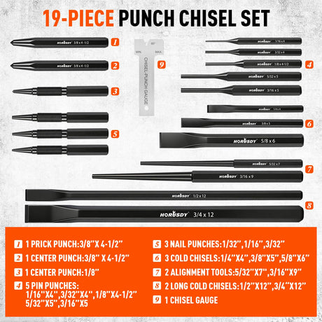 HORUSDY Punch and Chisel Set