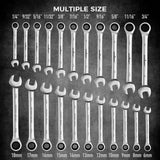 48-Piece Ratcheting Wrench Set, Metric 6-18mm & SAE 1/4-3/4", Cr-V Steel 72 Teeth Ratchet Wrench with Roll Up Pouch and Hex Keys