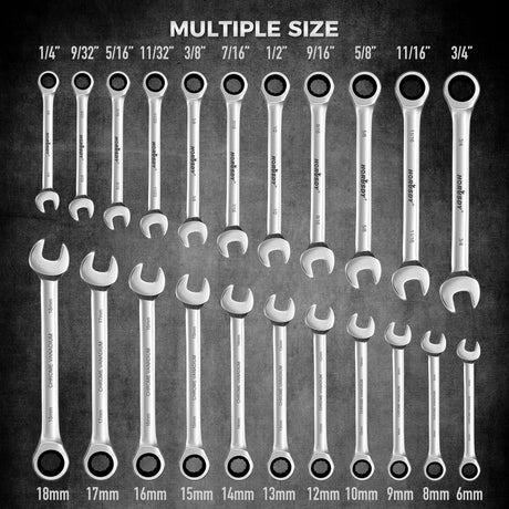 48-Piece Ratcheting Wrench Set, Metric 6-18mm & SAE 1/4-3/4", Cr-V Steel 72 Teeth Ratchet Wrench with Roll Up Pouch and Hex Keys