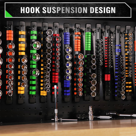 22-Piece Socket Organizer & Magnetic Wrench Organizer Set, 1/4", 3/8", 1/2" Drive Socket Holder, Total 64 Slots Metric & SAE Magnetic Wrench Holder (Socket, Wrenches not Included)