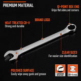 HORUSDY 22-Piece Wrench Set, Metric & SAE, 9mm - 19mm, 1/4" - 7/8", Combination Wrenches Set with Storage Rack, 12 Point Chrome Vanadium Steel