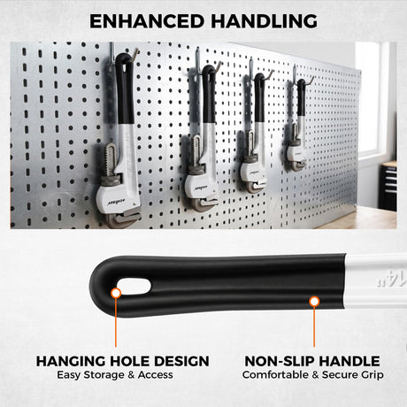 HORUSDY 4 Pack Adjustable Pipe Wrench Set, 8", 10", 12", 14" Heavy-Duty Plumbing Wrench with Anti-Slip Jaws