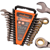 HORUSDY 12-Piece SAE Ratcheting Wrench Set | 1/4” to 7/8“ | Ratchet Combination Wrenches Set with Organizer | 72-Teeth | Chrome Vanadium Steel