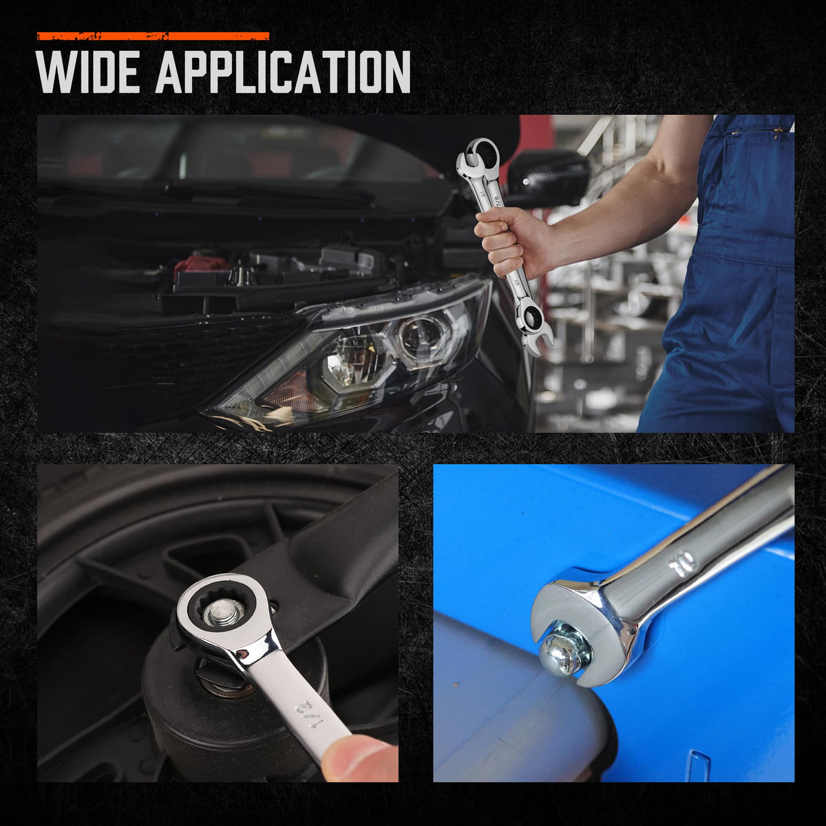HORUSDY 26-Piece Ratcheting Wrench Set | Metric and SAE (6-19 mm & 1/4” to 3/4“) | Ratchet Combination Wrenches Set with Organizer | 72-Tooth | Chrome Vanadium Steel