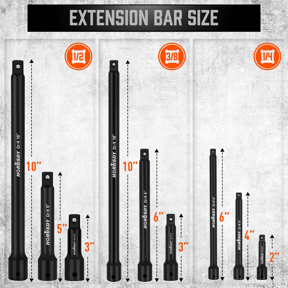12Pcs Socket Extension Set, 1/4", 3/8" and 1/2" Impact Drive Socket Extension, Socket Adapters, Drive Tool Accessory, CR-V Steel