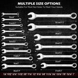 15-Piece SAE Combination Wrench Set, 1/4''–1'' 12-Point Open End and Box End Wrench Kit with Organizer, Chrome Vanadium Steel Tools for Mechanics, Garages and Workshops