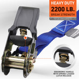 Ratchet Straps Heavy Duty, Tie Down Straps Ratchet Set, 2200 LB Break Strength, Safety Lock S Hooks, Best for Moving, Securing Cargo, Kayaks, Mountain (4 Pack)