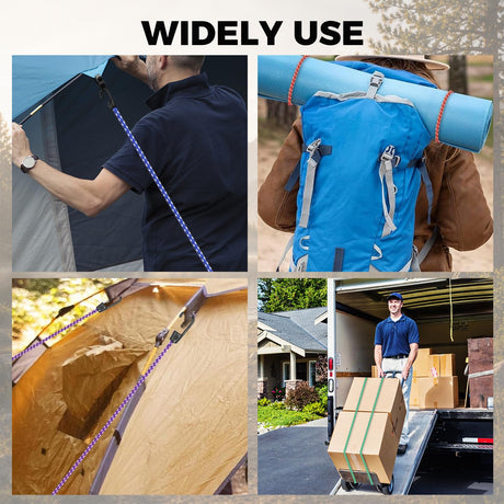 32-Piece Bungee Cords with Hooks - 18" 24" 30" 36" 48" Bungee Cords Heavy Duty Outdoor, 10" Mini Elastic Cord Straps, Canopy Tarp Ball Ties, Tarp Clips, with Storage Bag