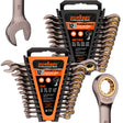 HORUSDY 24-Piece Ratcheting Wrench Set | Metric and SAE | 8-19 mm & 1/4” to 7/8“ | Ratchet Combination Wrenches Set with Organizer | 72-Teeth | Chrome Vanadium Steel