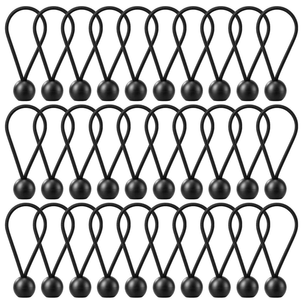 30 Pack 4-Inch Bungee Balls, Black Heavy Duty Heavyweight Bungee Cords with Balls, Weather Resistant Tie Down Strap 4mm Thickness for Camping, Tents, Cargo, Holding Wire and Hoses | Amazon US image 1