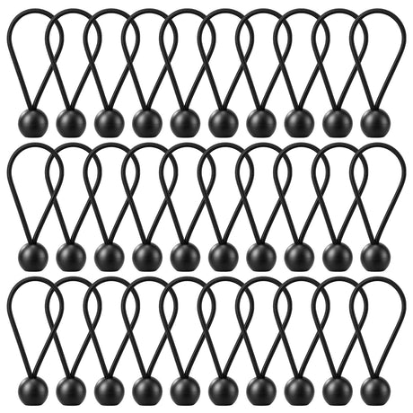 30 Pack 4-Inch Bungee Balls, Black Heavy Duty Heavyweight Bungee Cords with Balls, Weather Resistant Tie Down Strap 4mm Thickness for Camping, Tents, Cargo, Holding Wire and Hoses | Amazon US image 1