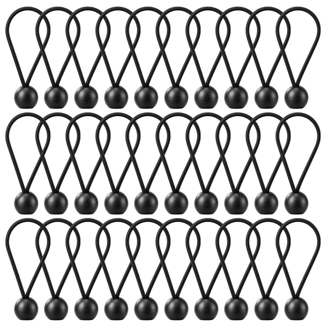 30 Pack 4-Inch Bungee Balls, Black Heavy Duty Heavyweight Bungee Cords with Balls, Weather Resistant Tie Down Strap 4mm Thickness for Camping, Tents, Cargo, Holding Wire and Hoses | Amazon US image 1
