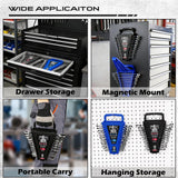 2-Piece Magnetic Wrench Organizer, 24-Slot Wrenches Holder Set with Lock Cover Metric 6–18mm & SAE 1/4-3/4", Wrench Rack Tool Trays with Carrying Handle for Wall Mount Toolbox Drawer Storage