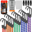 32-Piece Bungee Cords with Hooks - 18" 24" 30" 36" 48" Bungee Cords Heavy Duty Outdoor, 10" Mini Elastic Cord Straps, Canopy Tarp Ball Ties, Tarp Clips, with Storage Bag