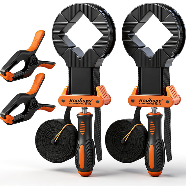HORUSDY 4-Piece Band Clamp, Woodworking Frame Clamp Strap Holder for Picture Strap Clamp Strap Clamp (4-Piece Band Clamp)
