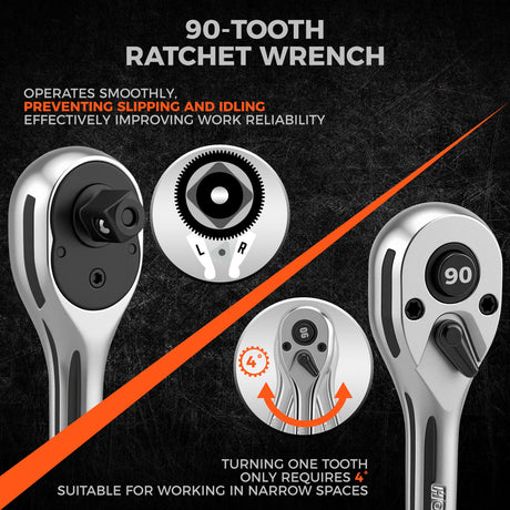 HORUSDY 90-Tooth Quick-Release Ratchet Handle