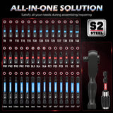 59-Piece Magnetic Nut Driver Bit Set, SAE and Metric Nut Drivers with Screwdriver Bits, Ratchet Wrench, Quick-Change Bit Holder and Storage Case for Automotive Repair, Home Repair and DIY Projects