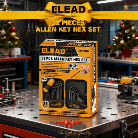31-Piece Hex Key Set - Allen Wrench Set, SAE and Metric Allen Keys MM(0.7mm-10mm) SAE(0.028"-3/8) Heat-Treated, Torque Handle, High Leverage, Long & Short Keys, Easy Organization