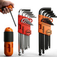 HORUSDY 27PCS Durable Hex Key Allen Wrench Long Arm Set with Ball End, Metric and Standard Sizes Allen Key Set with Another T Handle, Heat-treated CR-V Steel