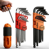 HORUSDY 27PCS Durable Hex Key Allen Wrench Long Arm Set with Ball End, Metric and Standard Sizes Allen Key Set with Another T Handle, Heat-treated CR-V Steel