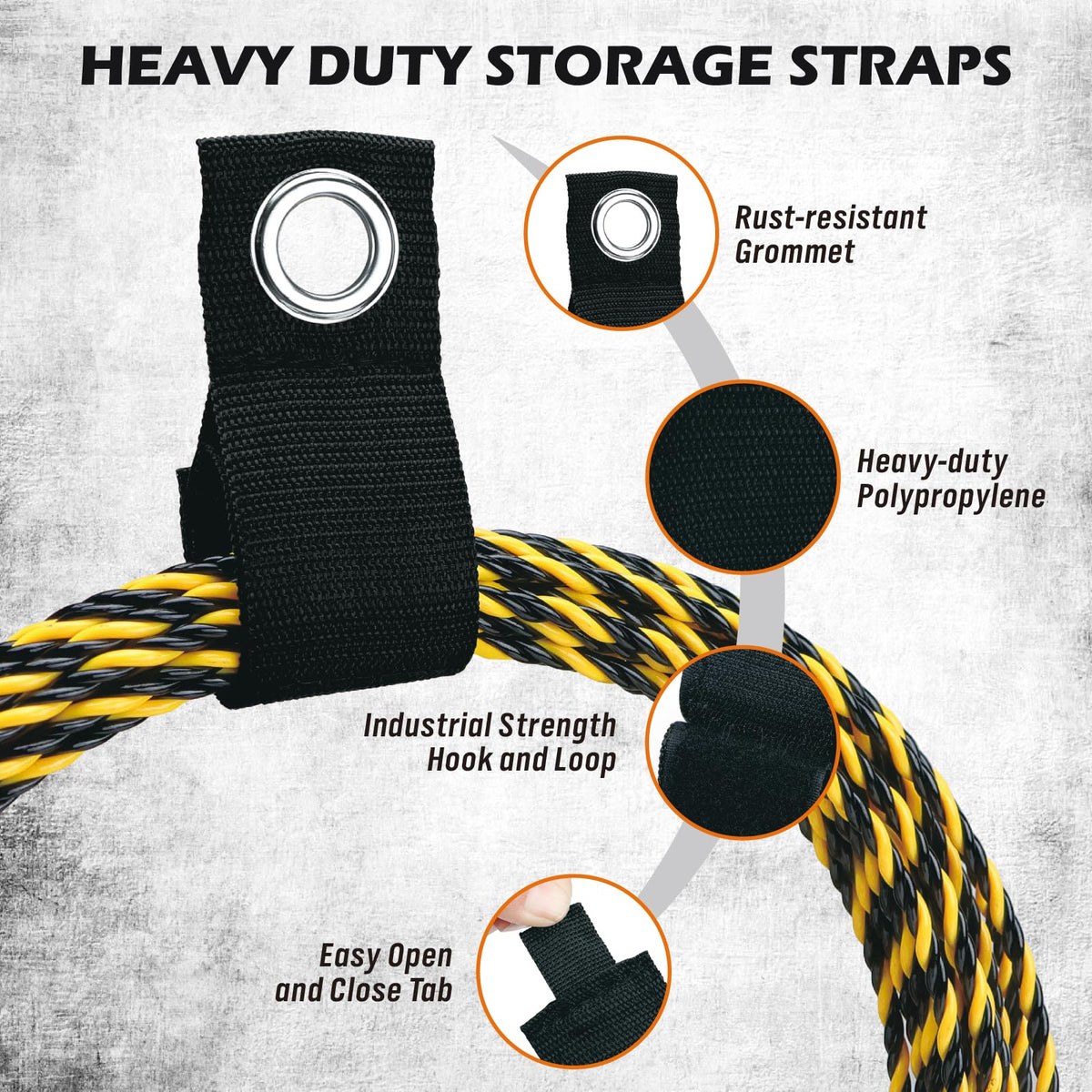 6-Piece Heavy Duty Rafter Hanger Hooks with 2-Piece Extension Straps, Vinyl Coated Large Metal Garage Utility Hooks for Hanging Bike Ladder Garden Tool Organizer (8 Pack, Orange)