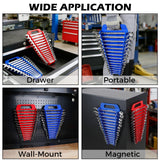 2-Pack Magnetic Wrench Organizer with Non-Slip Handle, 24-Slot Heavy-Duty Wrench Rack Holders for Toolbox & Drawer Storage, Fits SAE 1/4"-1-1/16" and Metric 6mm-24mm Wrenches