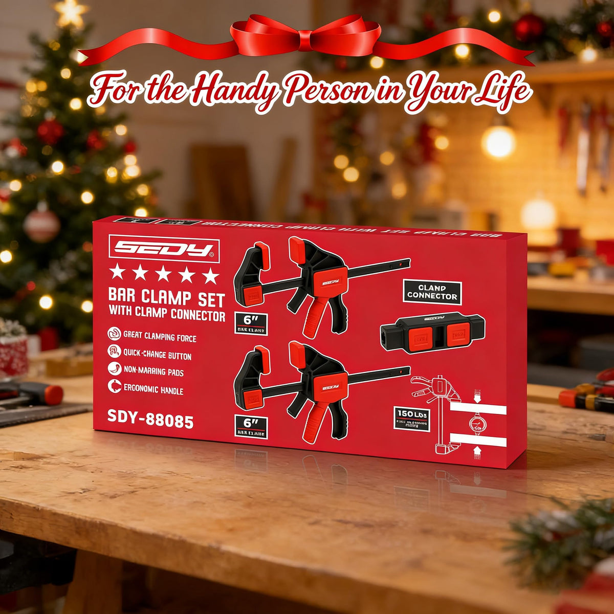 3-Pack 6 Inch Bar Clamps for Woodworking with Clamp Connector, 6" Quick-Release Wood Clamps with 150 LBS Load Limit, Trigger Clamp Set, One-Handed Clamps/Spreader Ideal for Woodworking DIY Projects