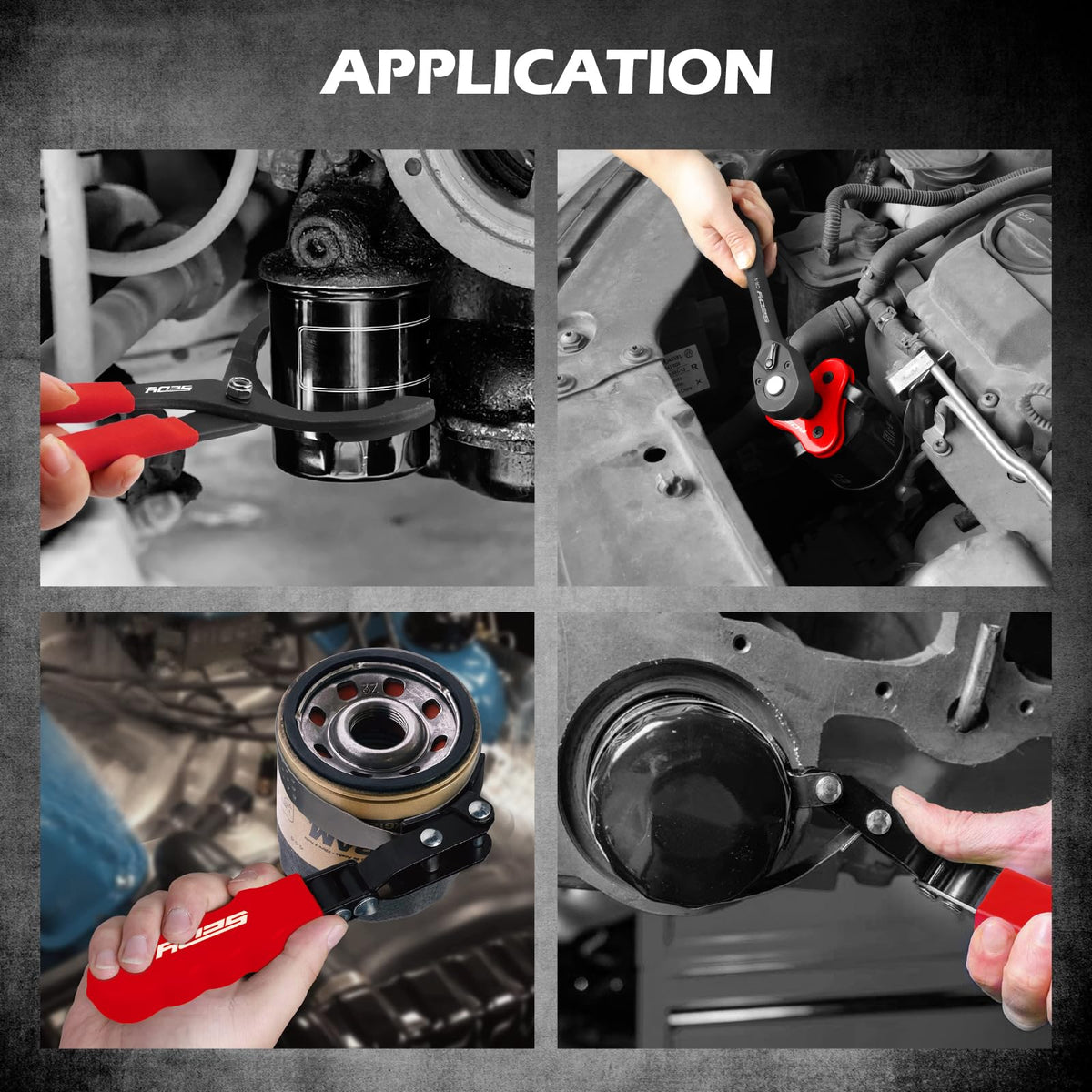 10-Piece Oil Filter Wrench Set 2-3/8"to 4-3/4", 12-Inch Adjustable Oil Filter Plier, Universal 3-Jaw Oil Filter Wrench, 1/2"Quick Release Ratchet Handle, 1/2"-3/8" Adapter, Towel in Storage Case
