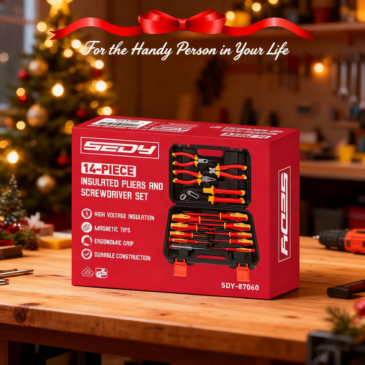 Insulated Screwdriver & Pliers Set: 14-Piece VDE Insulated Set 1000V Insulated Electrician Tool Set with Magnetic Phillips, Slotted Screwdrivers and Insulated Pliers