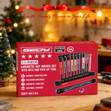 11PCS Magnetic Extra Long Nut Driver Set, SAE 9/16"-1/4", 6" Impact Nut Driver with PH2 Bits, 1.5lb Telescoping Magnetic Pickup Tool & Storage Rail, 1/4" Hex Shank, S2 Steel for Automotive Home Repair