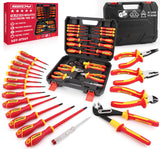 18-Piece Insulated Electrician Tool Set, VDE 1000V Insulated Screwdrivers, Voltage Tester, Long Nose, Diagonal Cutting and Water Pump Pliers for Electrical Work, Home Repair and Maintenance