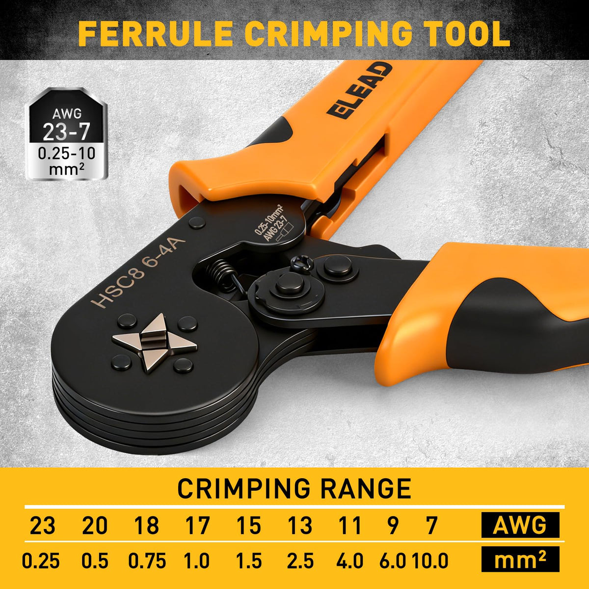 1188-Piece Ferrule Crimping & Stripping Tool Kit, AWG 23-7 (0.25-10 mm²) Ferrule Crimper, Automatic Wire Stripper with Conductor End Sleeve, Terminal, Flat Plug, Flat Connector and Tie Tape