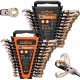 24-Piece Flex-Head Ratcheting Wrench Set, Metric(8–19mm) & SAE(1/4-7/8") Combination Wrenches, 72-Tooth CR-V Steel, Ratchet Spanners with Wrench Organizer for Repair