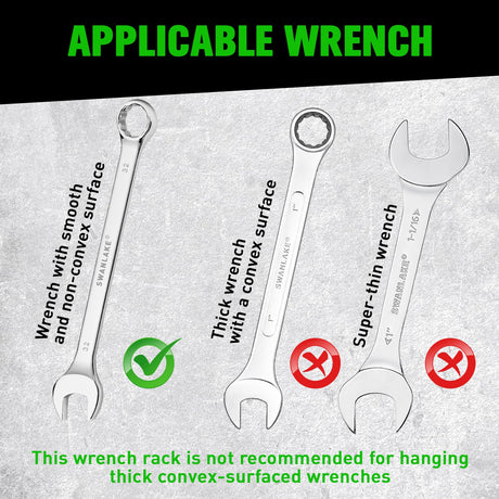 SWANLAKE Magnetic Wrench Organizer Toolbox Holder, 4-Pack SAE (1/4'' to 1-1/16''), Metric (6mm to 27mm) Wrench Organizers, Total Hold 60 Slots Ratchet Holders for Tool Box