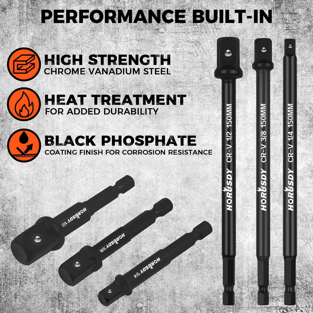 HORUSDY 11-Piece Impact Socket Adapter Set, 1/4-Inch Hex Shank, Cr-V Steel High Torque Drill Extension Bits, 1/4" 3/8" 1/2" Impact Driver Socket Adapters with Storage Holder