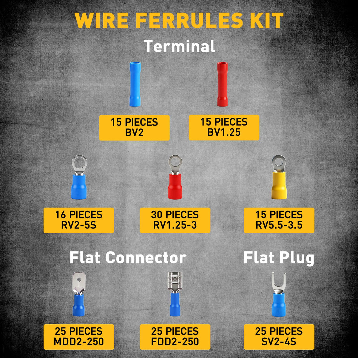 1188-Piece Ferrule Crimping & Stripping Tool Kit, AWG 23-7 (0.25-10 mm²) Ferrule Crimper, Automatic Wire Stripper with Conductor End Sleeve, Terminal, Flat Plug, Flat Connector and Tie Tape