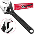 6-Inch Adjustable Wrench, Black Oxide Finish Wide Jaw Spanner with Inch/Metric Scale, Premium Drop Forged Steel for Automotive Plumbing and Household Repairs