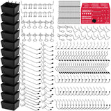 280PCS Pegboard Accessories Kit, Pegboard Hooks Assortment with Bins and Stainless Steel Peg Locks, Tool Organizer for 1/8" and 1/4" Pegboards, Garage Wall Organization, Workshop and Tool Storage