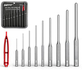 9-Piece Roll Pin Punch Set - Fast Pin Removal - Durable Steel & Construction - For Automotive, Firearm Maintenance, Watch, Jewelry & Craft Repair - Knurled Grip - Versatile Sizes