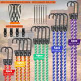 32-Piece Bungee Cords with Hooks - 18" 24" 30" 36" 48" Bungee Cords Heavy Duty Outdoor, 10" Mini Elastic Cord Straps, Canopy Tarp Ball Ties, Tarp Clips, with Storage Bag