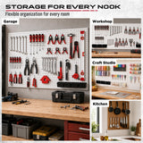 280PCS Pegboard Accessories Kit, Pegboard Hooks Assortment with Bins and Stainless Steel Peg Locks, Tool Organizer for 1/8" and 1/4" Pegboards, Garage Wall Organization, Workshop and Tool Storage
