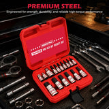 16-Piece SAE Hex Bit Socket Set, Premium S2 Steel, 5/64" - 9/16" Sockets