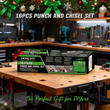 16-Piece Precision Punch & Chisel Set - Taper Punch, Pin Center Punch, Cold Chisels & Gauge for Versatile Applications