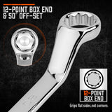 HORUSDY 9-Pieces Metric Offset Box Wrench Set with Rolling Pouch, 50-Degree, Metric 6-24mm, CR-V Steel