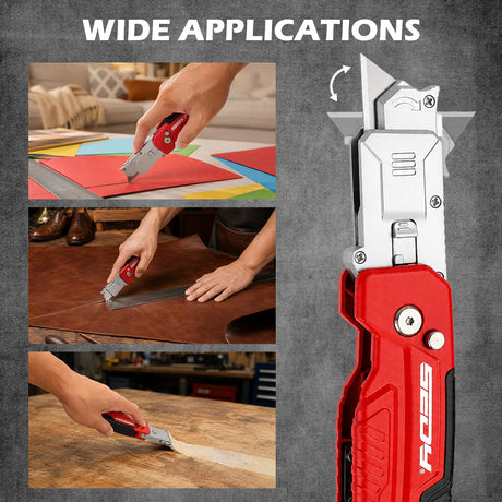 2-in-1 Utility Knife Scraper, Folding Box Cutter with 13 SK5 Blades
