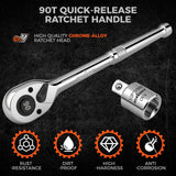 HORUSDY 90-Tooth Quick-Release Ratchet Handle