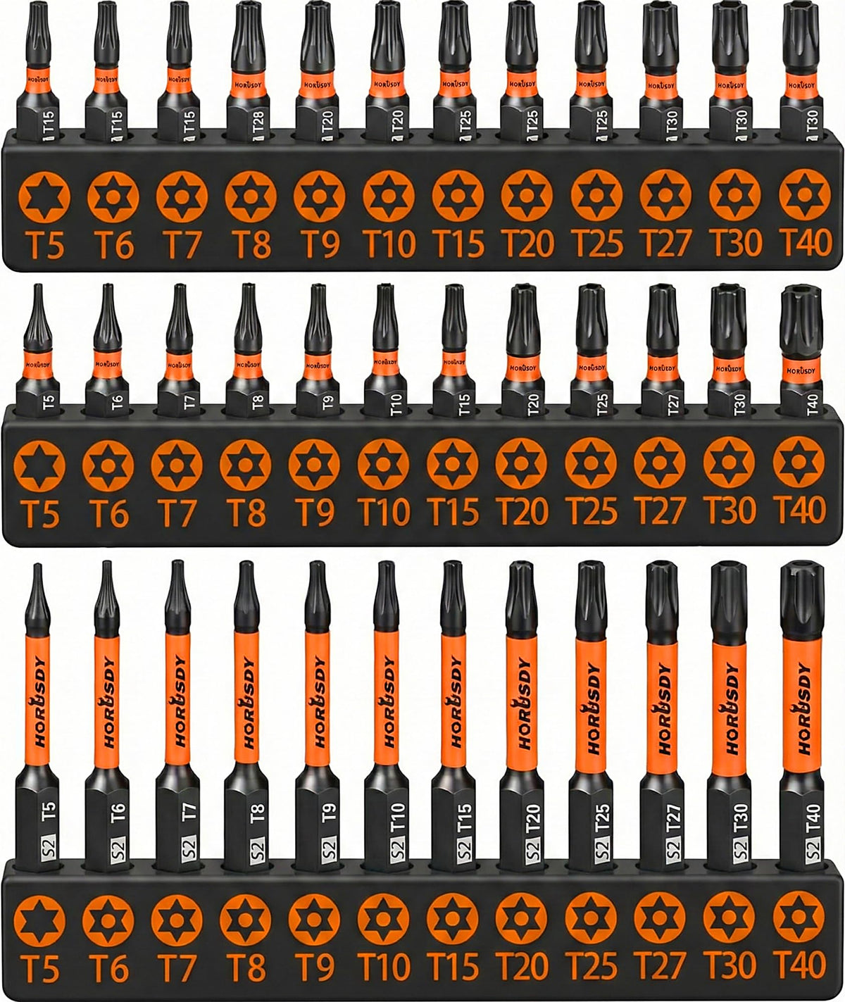 HORUSDY Torx Bit Set, 36pcs Security Torx Bit Set,Tamper Proof Star Bits (T5-T40) for Impact Driver, S2 Steel Screwdriver 1" & 2.3" Long,Torque Security Bits with Storage Box